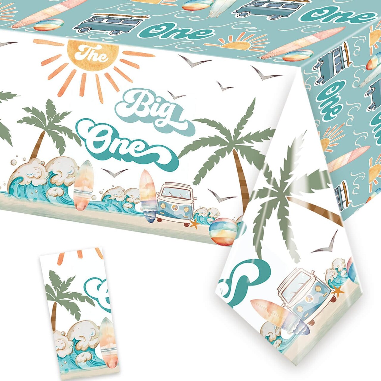 Surf The Big One Tablecloth Surfing 1st Birthday Table Covers
